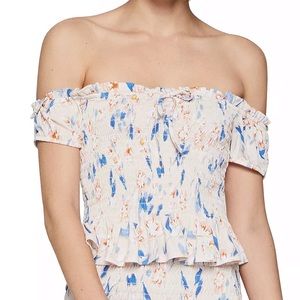 BCBG floral off the shoulder top